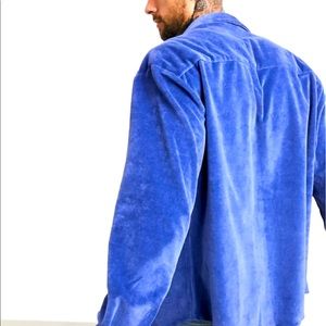 Blue velour button down